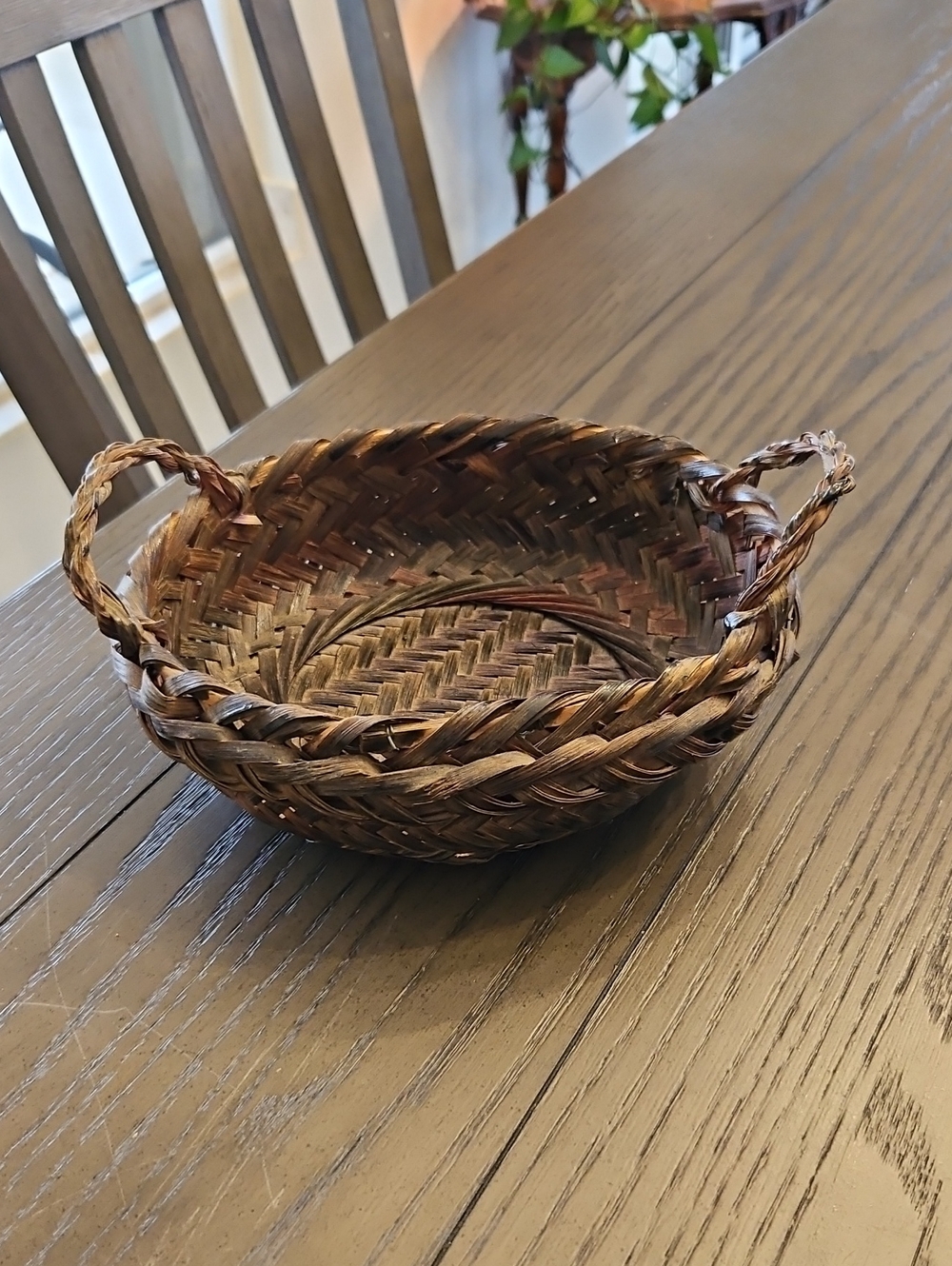 Vintage Mid-Century Philippine Woven Rattan Basket Bowl